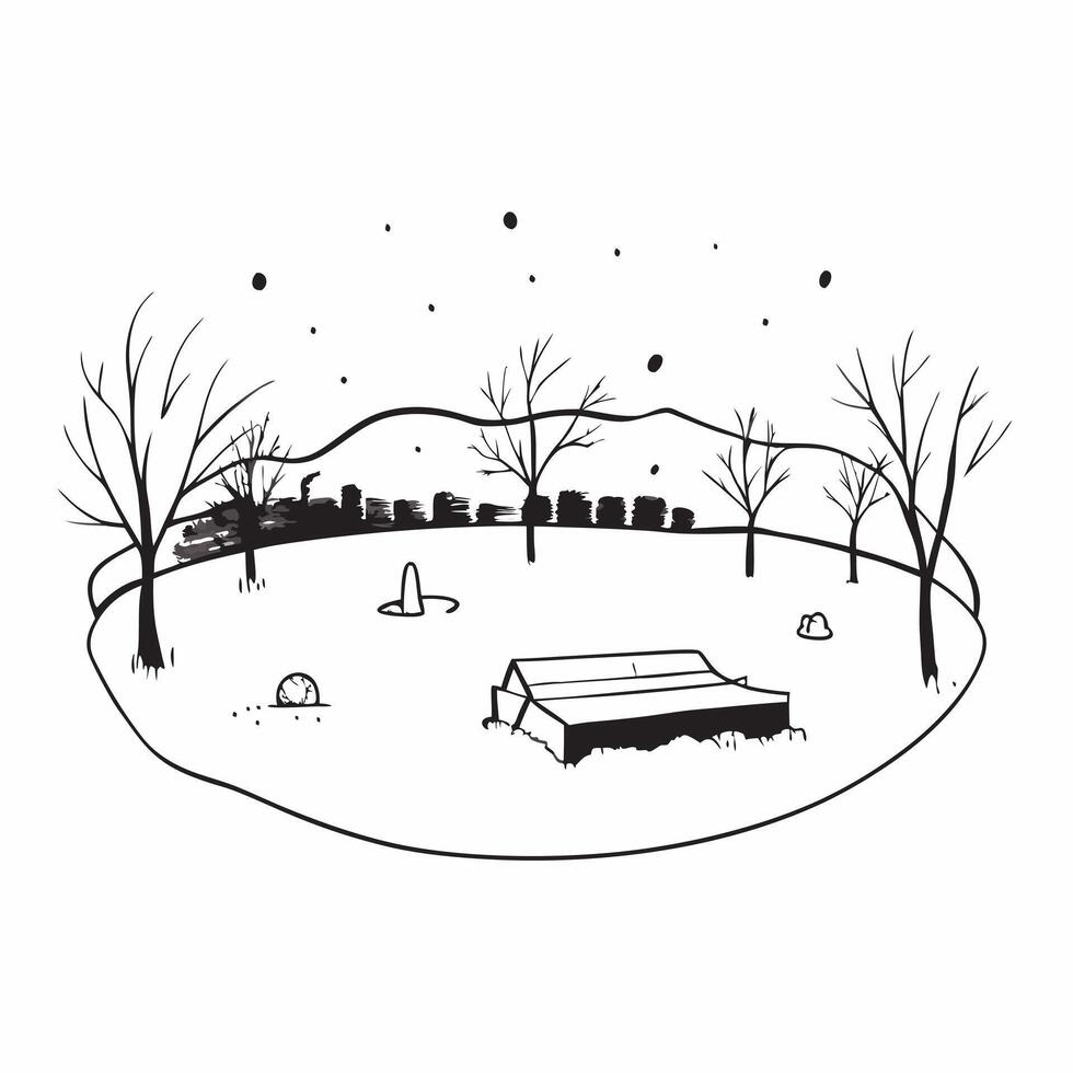 Snowy park with bare trees in winter concept as A tranquil park covered in snow with bare trees under a clear winter sky perfect for business presentations needing a clean and sere Dynamics vector