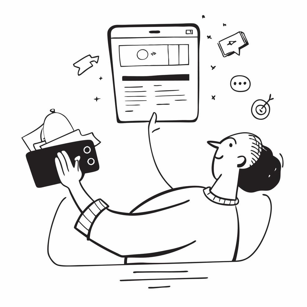 Social media manager enjoying a spa day concept as A social media manager enjoying a spa day using a tablet to check social media updates highlighting relaxation and balanced work Dynamics vector