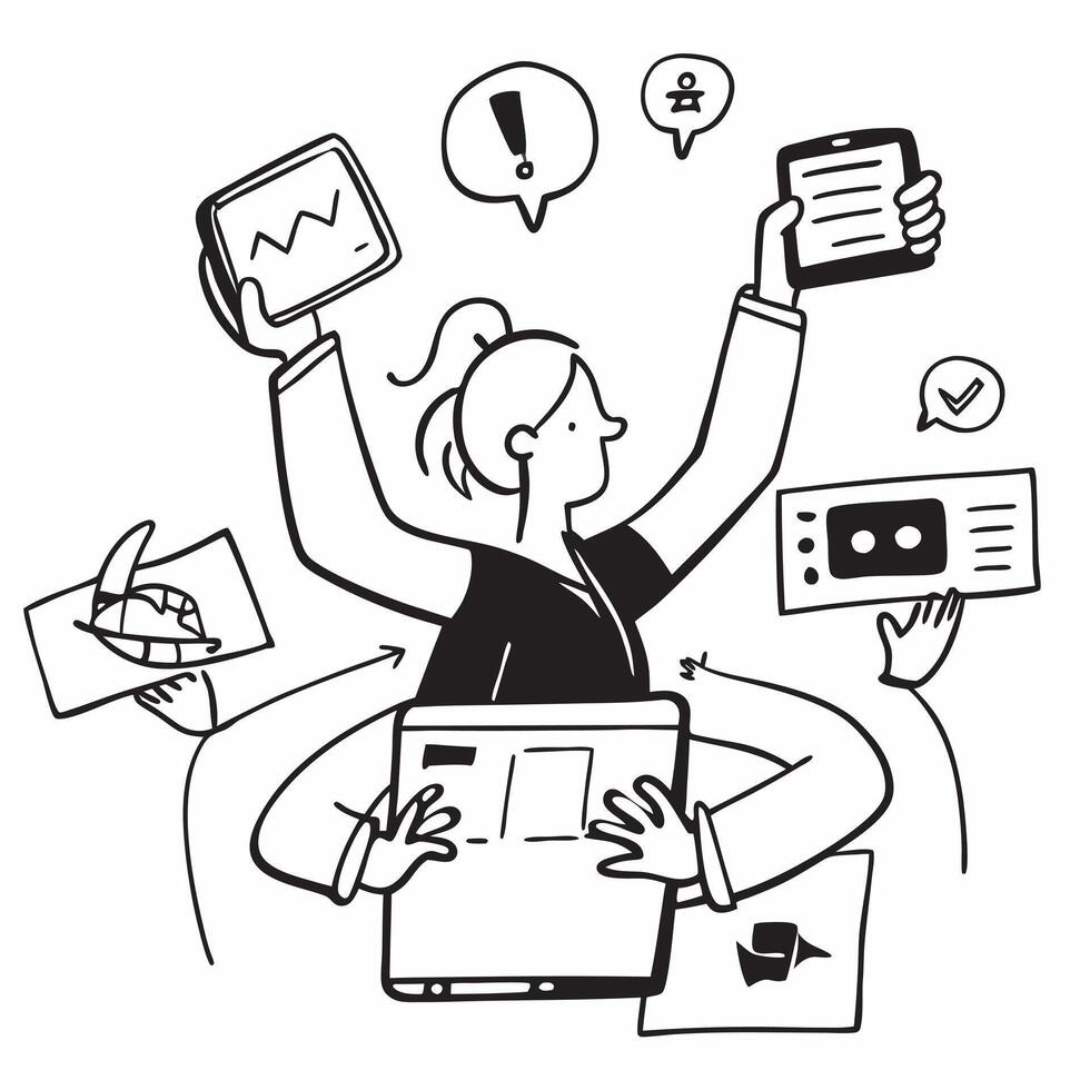 Social media specialist managing multiple social media accounts concept as A social media specialist in an office managing multiple social media accounts on a laptop showcasing mul Dynamics vector