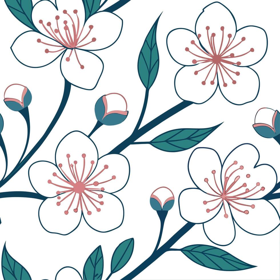 Soft and delicate spring floral seamless pattern with light hues and intricate detailing for refined designs concept as Elegant spring floral pattern featuring soft hues and intric Dynamics vector