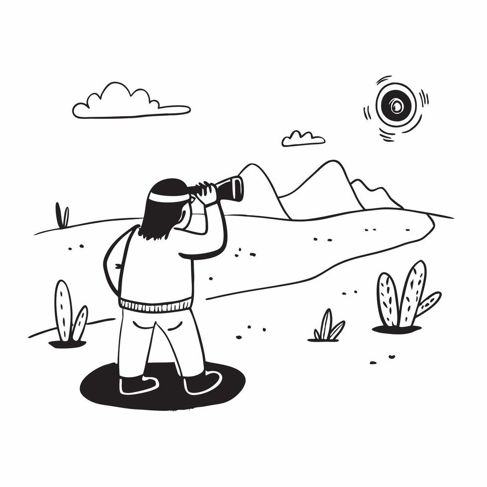 Solo traveler exploring a remote desert concept as A solo traveler explores a vast remote desert capturing the beauty and solitude of the landscape Perfect for adventure and natur Dynamics vector
