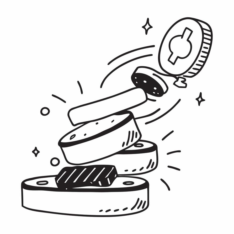 Sports shoes and coin stack concept as Sports shoes and a stack of coins symbolizing the combination of an active lifestyle and financial accumulation perfect for isolated d Dynamics vector