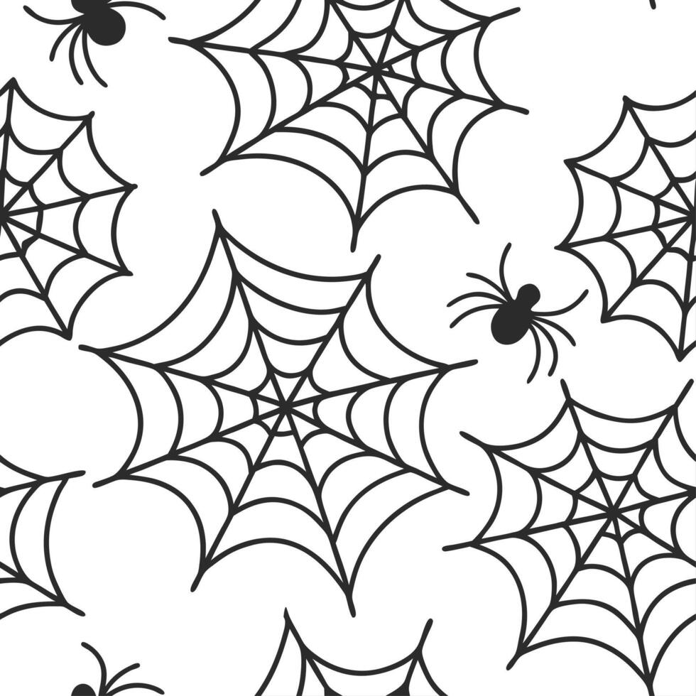 Spiders and webs seamless tile pattern with intricate spider webs and creepy spiders for spooky home decor concept as Intricate spider webs and creepy spiders arranged seamlessly f Dynamics vector