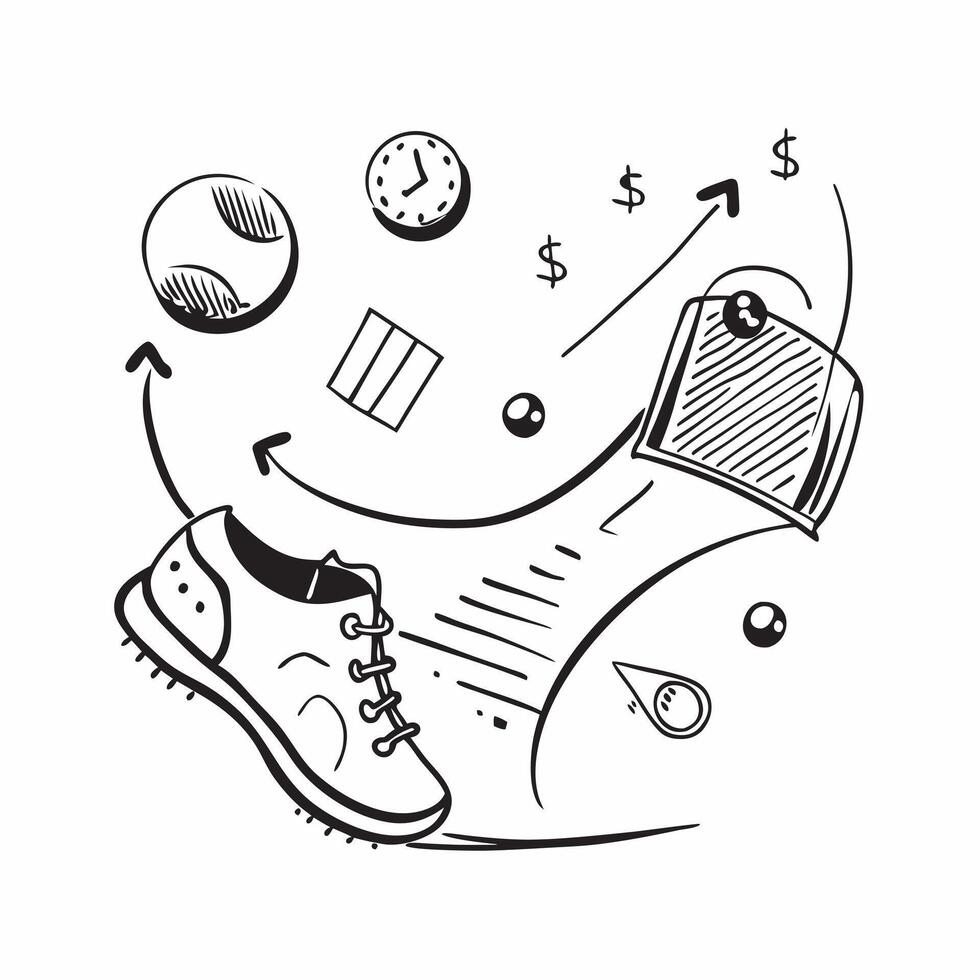 Sports shoes and financial icon concept as Sports shoes and a financial icon symbolizing the combination of an active lifestyle and financial indicators perfect for isolated Dynamics vector