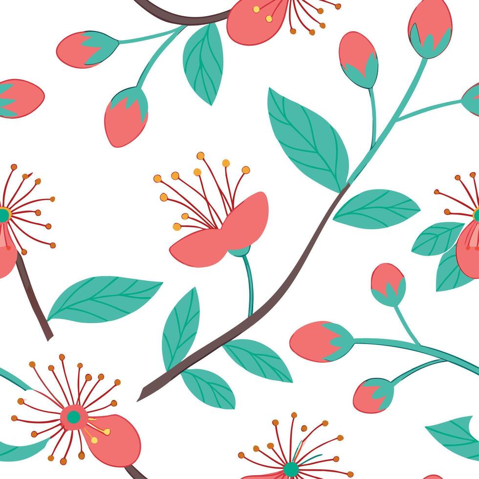 Spring floral seamless pattern with vibrant colors and delicate petals perfect for seasonal designs concept as Floral pattern featuring vibrant spring colors and delicate petals id Dynamics vector