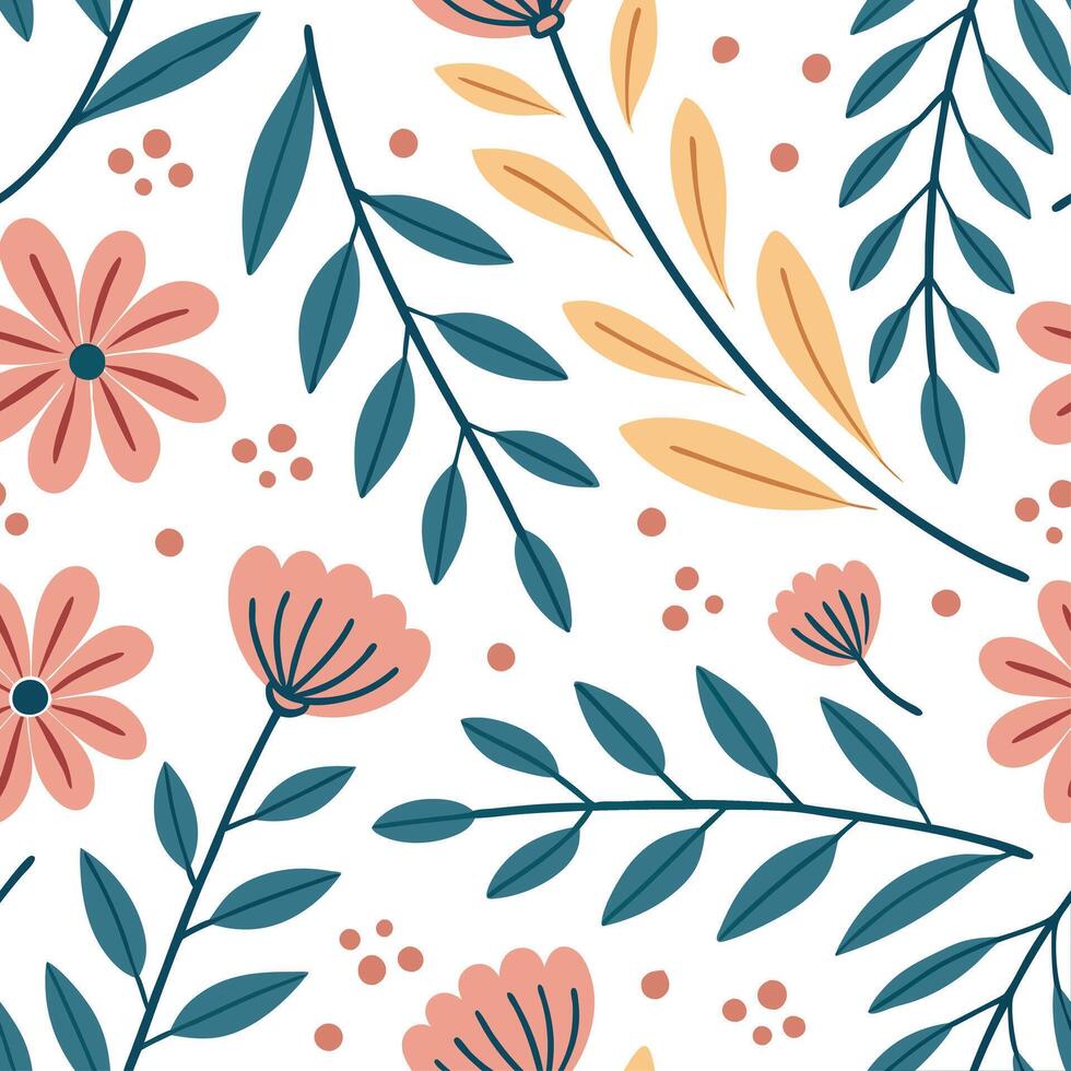 Springtime abstract floral seamless pattern with fluid shapes and vibrant hues for artistic compositions concept as Artistic floral pattern with abstract shapes and vibrant colors Dynamics vector