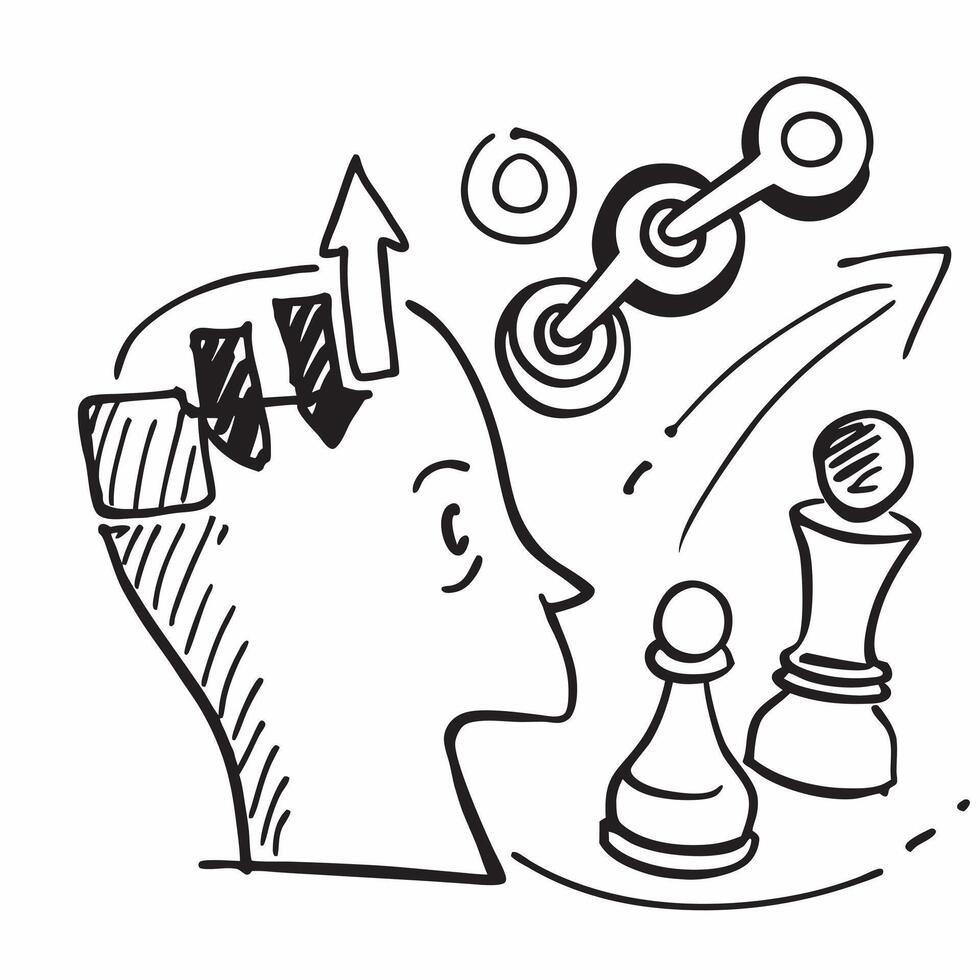 Strategy coach with chess pieces concept as A strategy coachs profile blended with chess pieces representing management coaching and strategic thinking Ideal for corporate and bus Dynamics vector