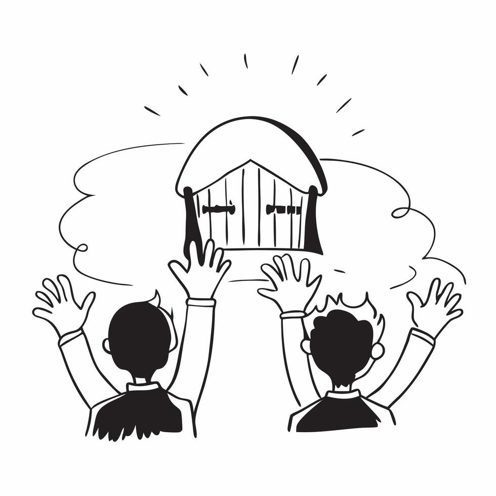Students silhouette with a school gate concept as A students silhouette combined with a school gate representing the farewell of graduation and new beginnings Perfect for educatio Dynamics vector