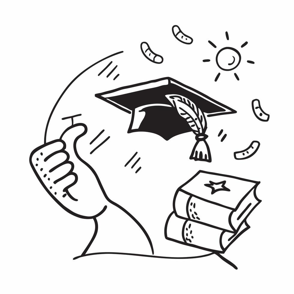 Students profile with graduation cap concept as A students profile blended with a graduation cap symbolizing hope and future achievements Perfect for educational and inspirational Dynamics vector