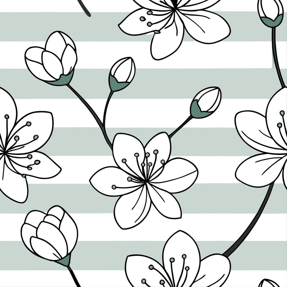 Subtle summer seamless pattern with light stripes and gentle flower details for a refined elegant style concept as Refined summer pattern with light stripes and subtle flower detai Dynamics vector