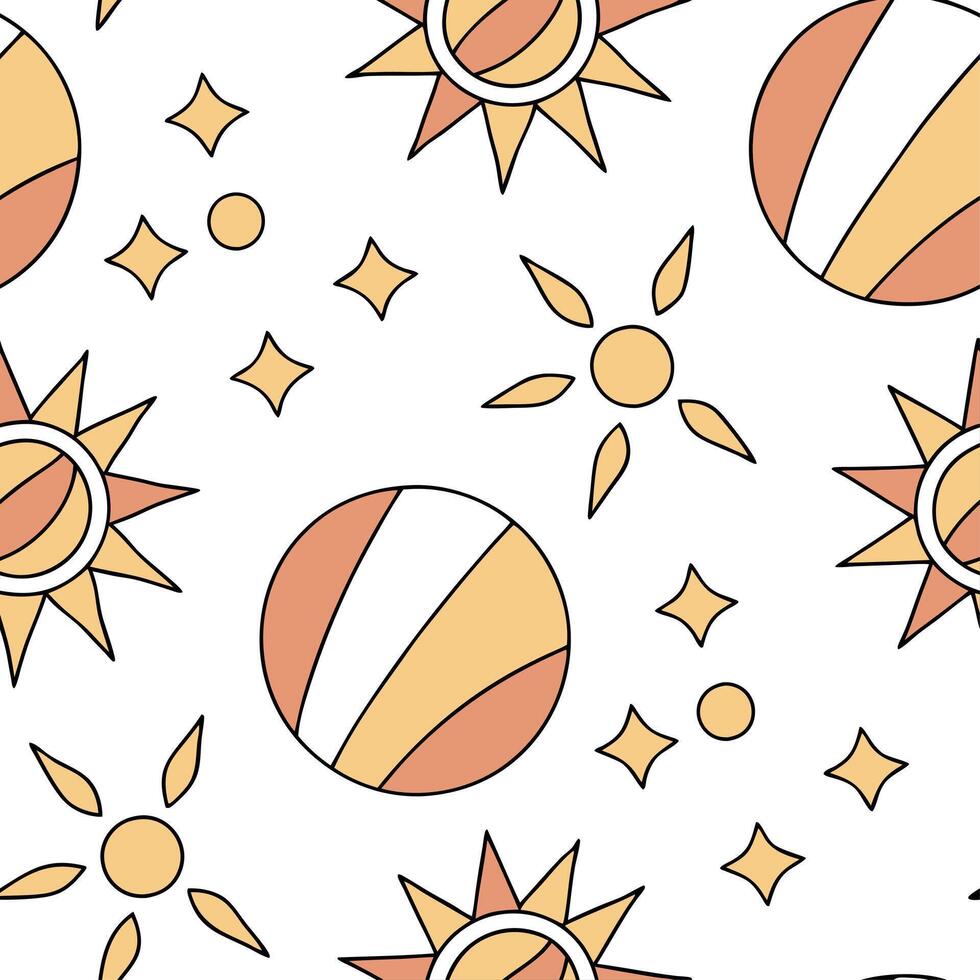 Summer bright seamless pattern with abstract sun shapes and geometric color blocks for a modern summer aesthetic concept as Modern summer pattern with abstract sun shapes and geome Dynamics vector