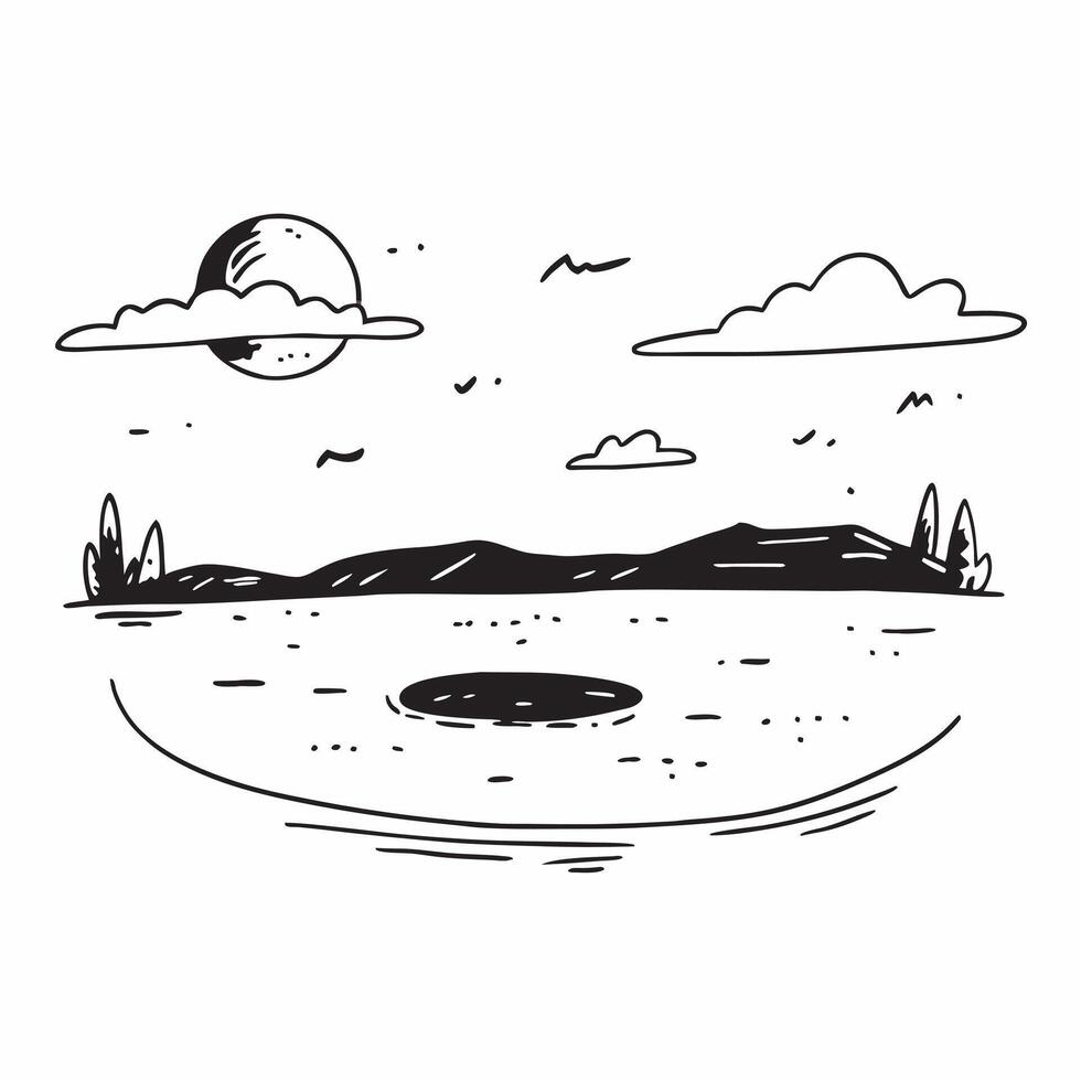 Summer day at a calm lake with clear reflections concept as A serene lake with clear reflections under the bright summer sky perfect for business presentations needing a clean and Dynamics vector
