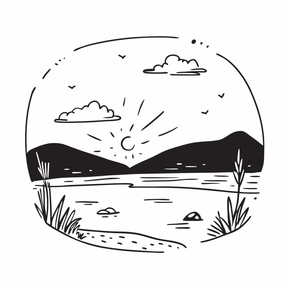 Summer day at a serene countryside lake concept as A peaceful countryside lake scene under the bright summer sky perfect for business presentations needing a clean and tranquil bac Dynamics vector