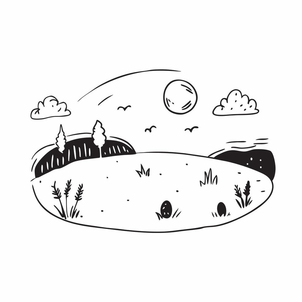 Summer field with grazing animals under a clear sky concept as A serene field with grazing animals under the bright summer sky ideal for business presentations needing a clean and Dynamics vector