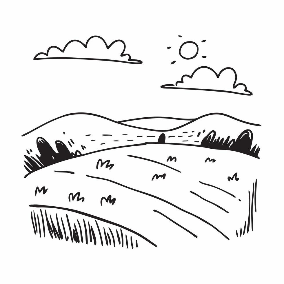 Summer meadow with rolling hills and clear sky concept as A picturesque summer meadow with rolling hills and a clear blue sky offering a clean and serene background for business pr Dynamics vector