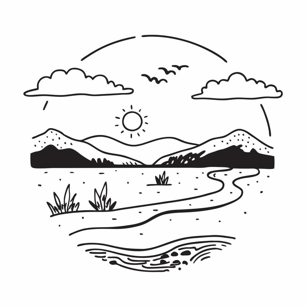 Summer meadow with a clear blue river concept as A picturesque summer meadow with a clear blue river under the bright summer sky offering a clean and serene background for business Dynamics vector