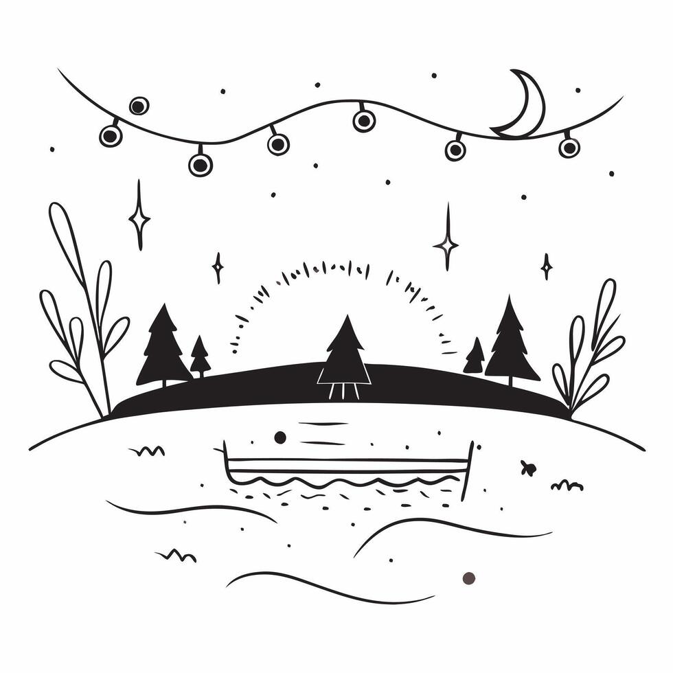 Sunset over a calm lake with festive lights concept as A serene lake scene with the warm hues of sunset and festive lights capturing the essence of celebration perfect for business Dynamics vector