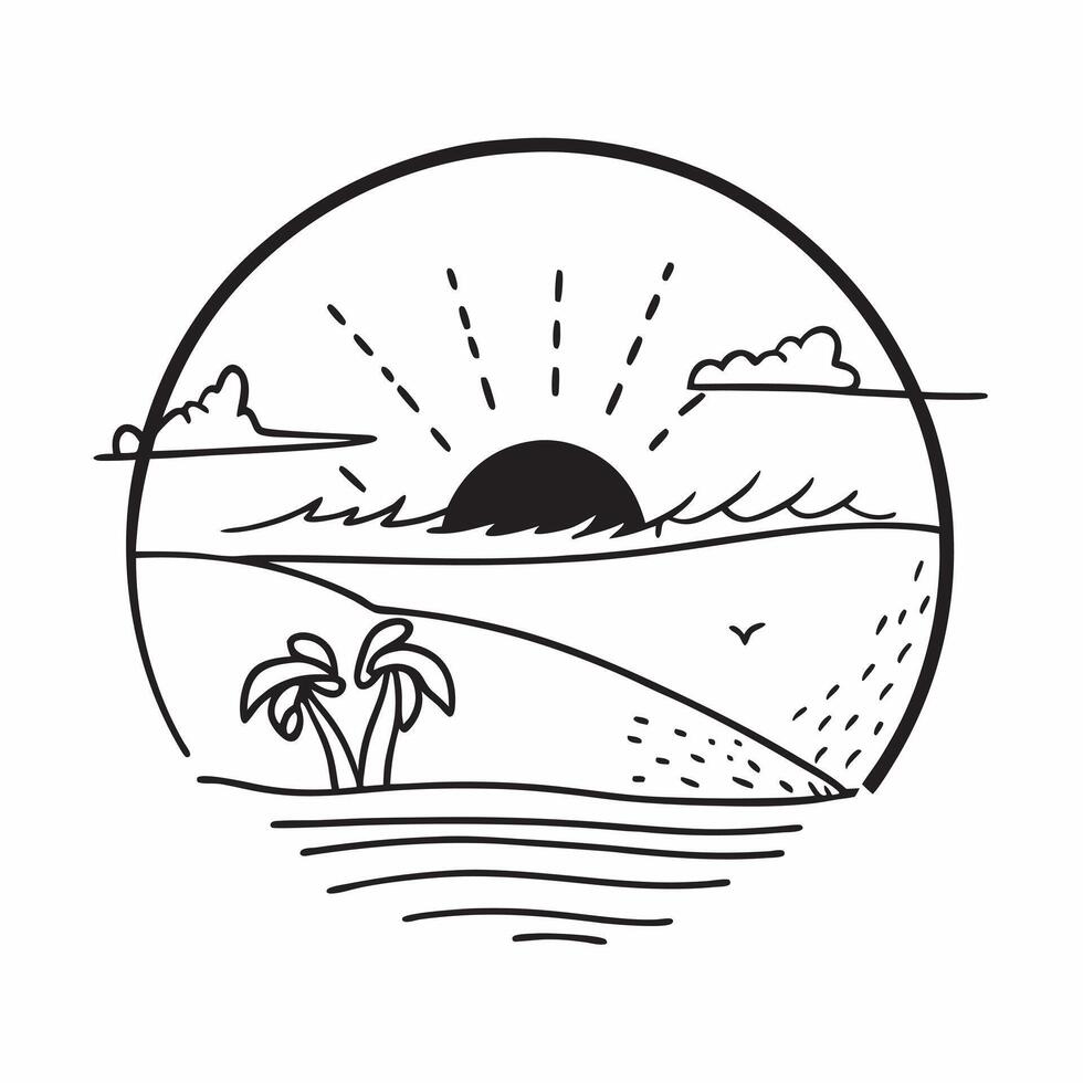 Sunset over a peaceful beach concept as A serene beach scene with the warm hues of sunset symbolizing relaxation and hard work perfect for business presentations needing a clean an Dynamics vector