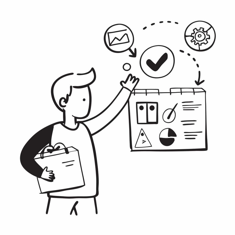 Supply chain manager with vendor KPIs concept as A supply chain managers profile blended with vendor KPIs symbolizing the key performance indicators in vendor evaluation Perfect f Dynamics vector