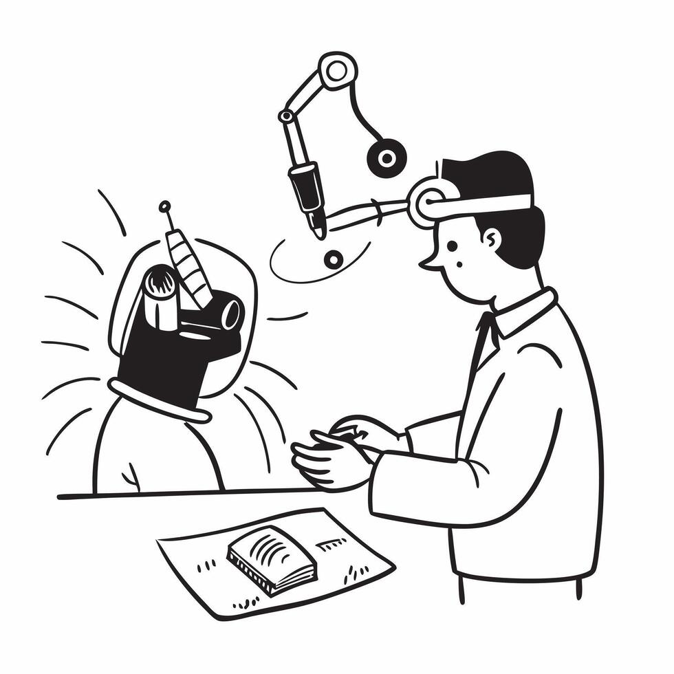 Surgeon operating with a robotic assistant concept as A surgeon performs a complex operation with a robotic assistant highlighting advanced technology and precision Perfect for me Dynamics vector