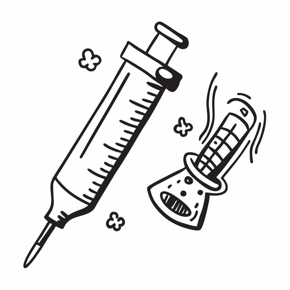 Syringe and Vaccine Vial with Vaccination Wording concept as A detailed illustration of a syringe and a vaccine vial perfect for promoting vaccination and immunization The words V Dynamics vector
