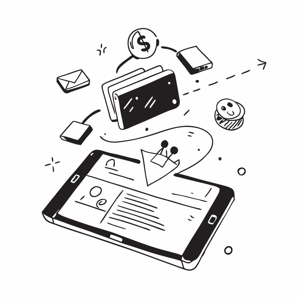 Tablet with holographic AI business expenses and travel icons concept as Camera movement Slide across the tablet screen with a focus on glowing holographic AI business expenses and Dynamics Set 2 vector