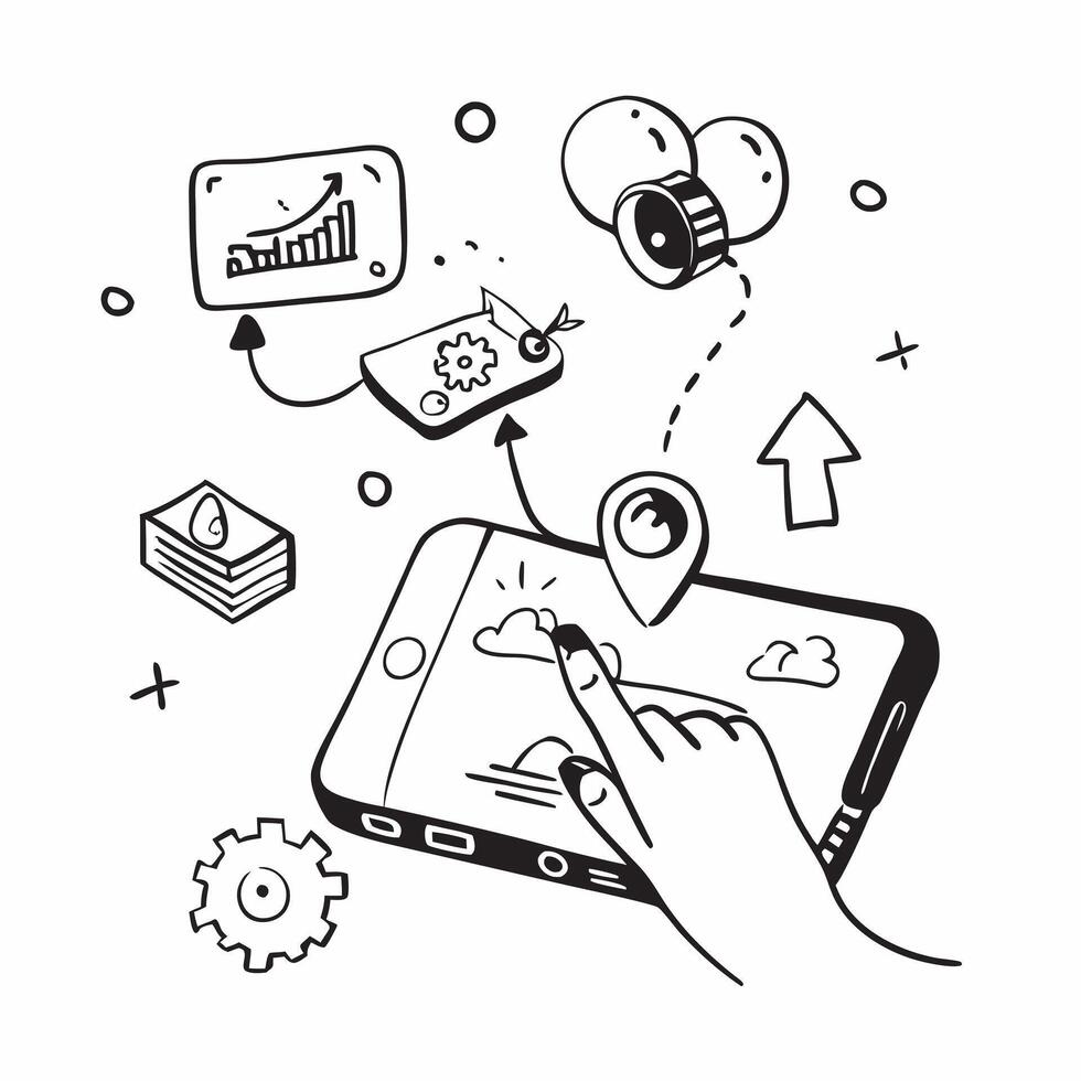 Tablet with holographic AI business guide and travel icons concept as Camera movement Slide across the tablet screen with a focus on glowing holographic AI business guide and trave Dynamics Set 2 vector