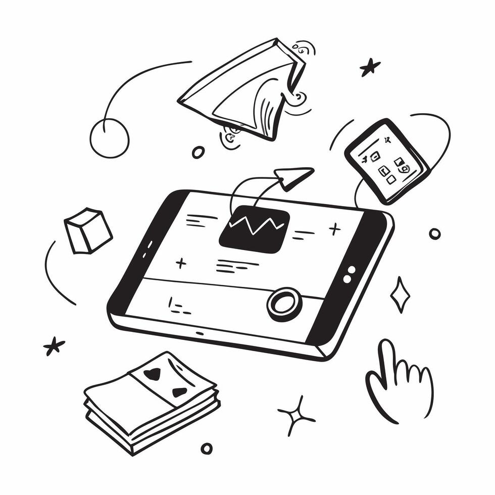 Tablet with holographic AI business expenses and travel icons concept as Camera movement Slide across the tablet screen with a focus on glowing holographic AI business expenses and Dynamics vector