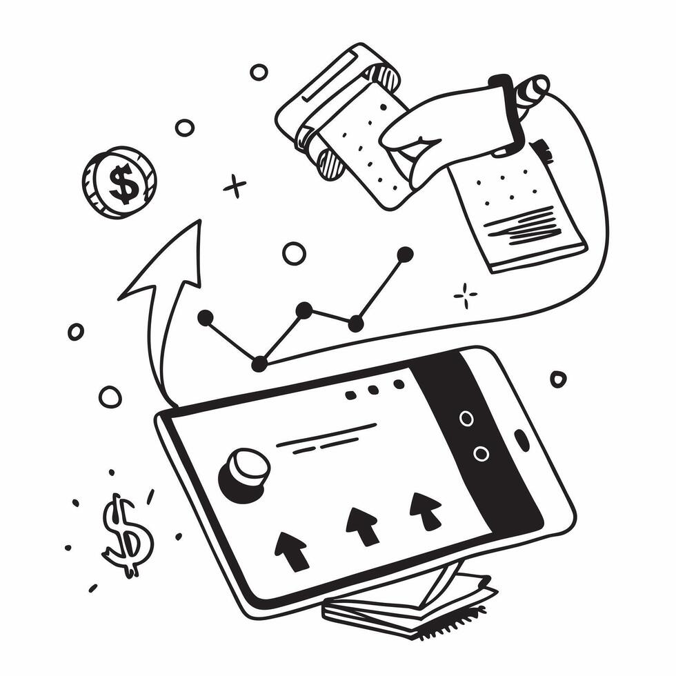 Tablet with holographic AI finance and budget icons concept as Camera movement Slide across the tablet screen with a focus on glowing holographic AI finance and budget icons Scene Dynamics Set 2 vector