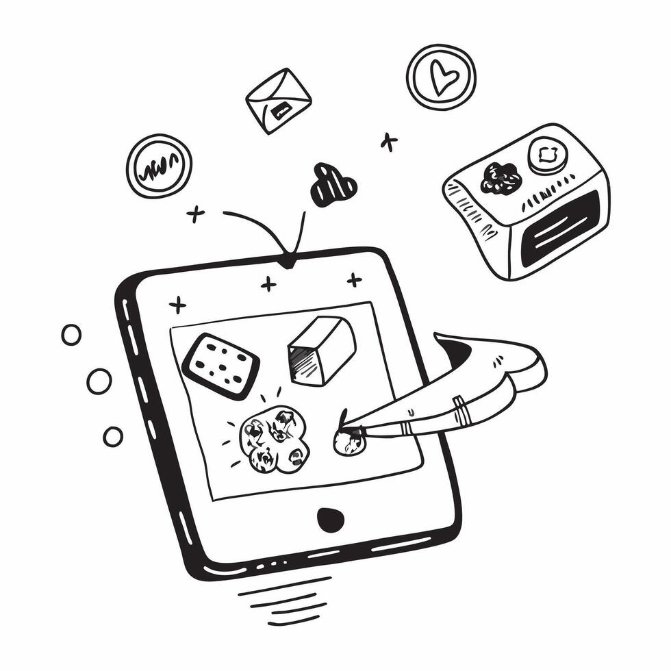 Tablet with holographic AI world food day expenses and travel icons concept as Camera movement Slide across the tablet screen with a focus on glowing holographic AI world food day Dynamics Set 2 vector