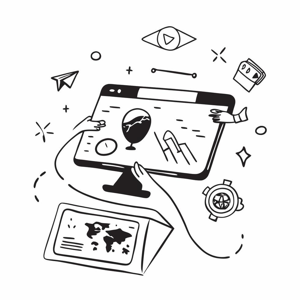 Tablet with holographic AI travel tips and holiday icons concept as Camera movement Slide across the tablet screen with a focus on glowing holographic AI travel tips and holiday ic Dynamics Set 6 vector