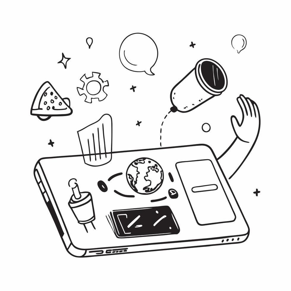 Tablet with holographic AI travel tips and holiday icons concept as Camera movement Slide across the tablet screen with a focus on glowing holographic AI travel tips and holiday ic Dynamics Set 7 vector