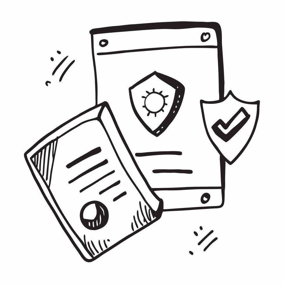 Tablet with Holographic Cybersecurity in Healthcare Icon and Shield Icon concept as A photo featuring a tablet with a glossy glowing holographic cybersecurity in healthcare icon an Dynamics vector