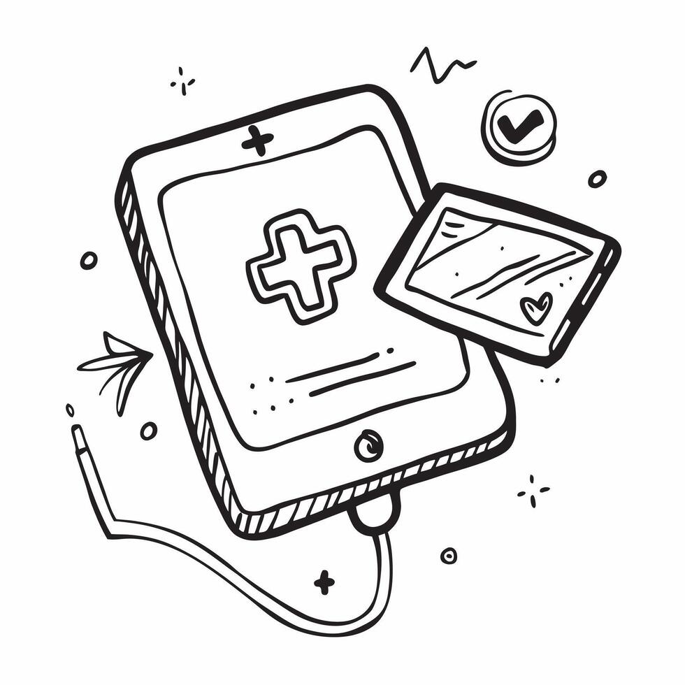 Tablet with Holographic Smart Healthcare Icon and Device Icon concept as A photo featuring a tablet with a glossy glowing holographic smart healthcare icon and device icon The obj Dynamics vector