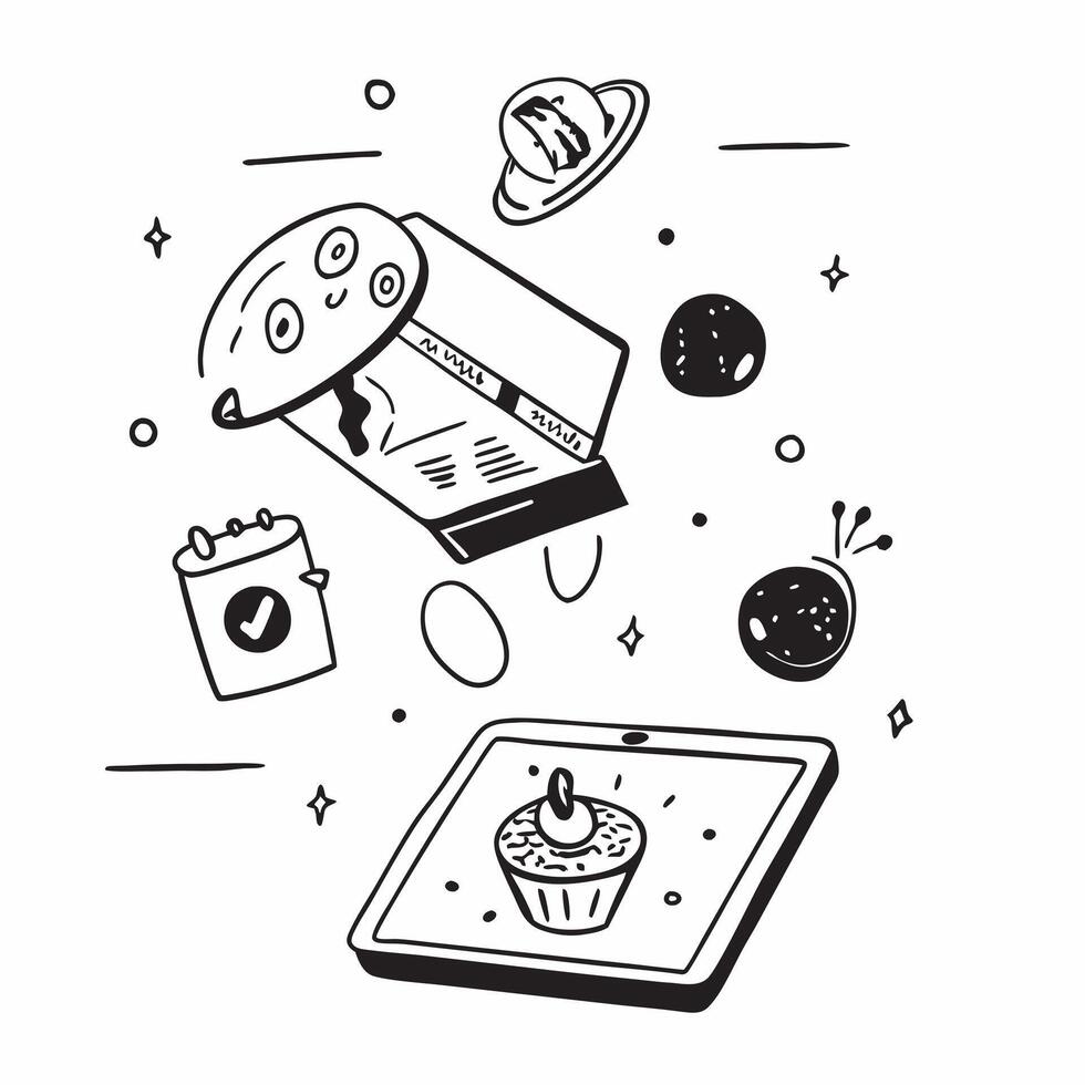 Tablet with holographic world food day icons concept as Camera movement Slide across the tablet screen with a focus on glowing holographic world food day icons Scene A minimalist Dynamics vector
