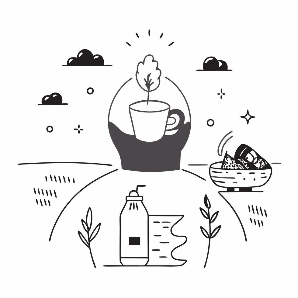Tea master with zen garden concept as A tea masters profile blended with a zen garden symbolizing tranquility and mindfulness in a nature inspired cafe Ideal for tea and lifestyle Dynamics vector