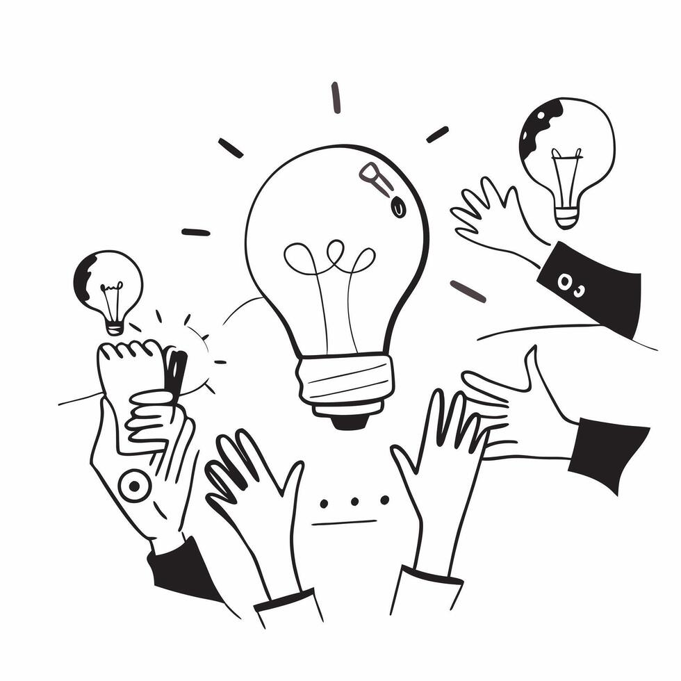 Team brainstorming session concept as A team engaged in a brainstorming session blended with creative lightbulb imagery symbolizing innovation and collaboration in a happy working Dynamics vector