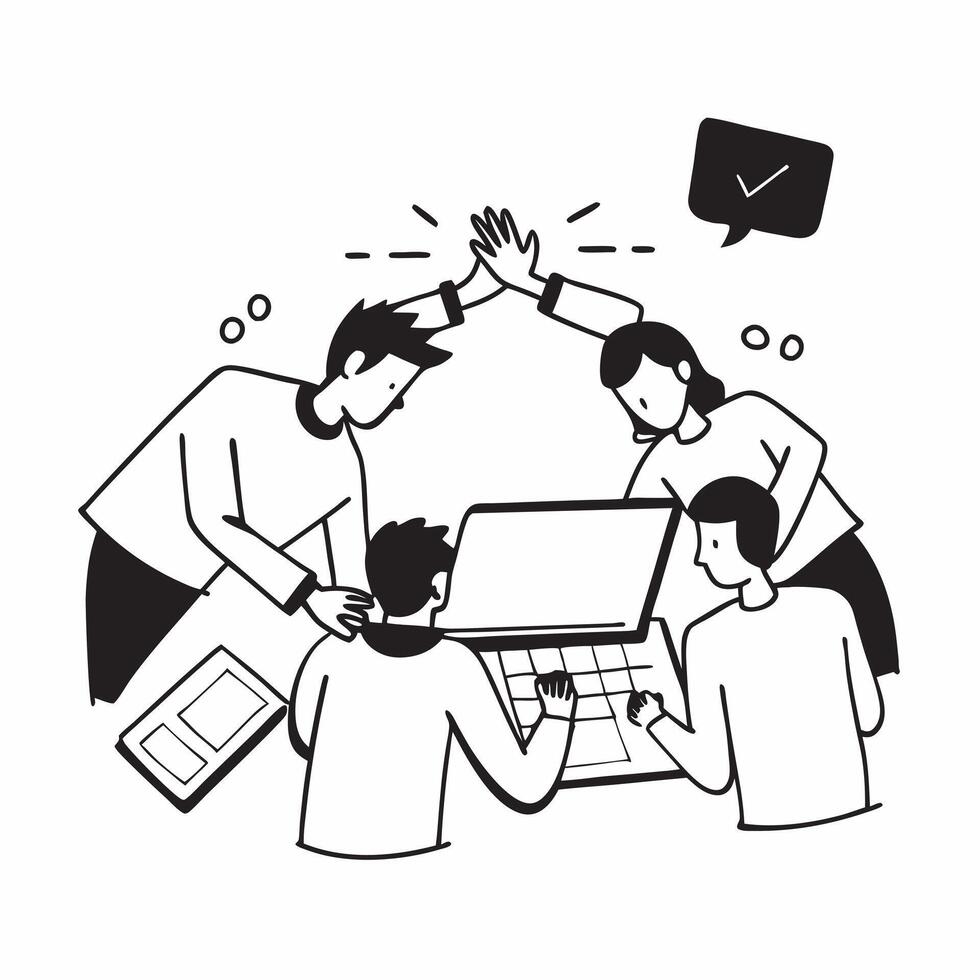 Team members collaborating on a project plan concept as A illustration of team members collaborating on a project plan in a modern workspace using a 3 color tone to emphasiz Dynamics vector