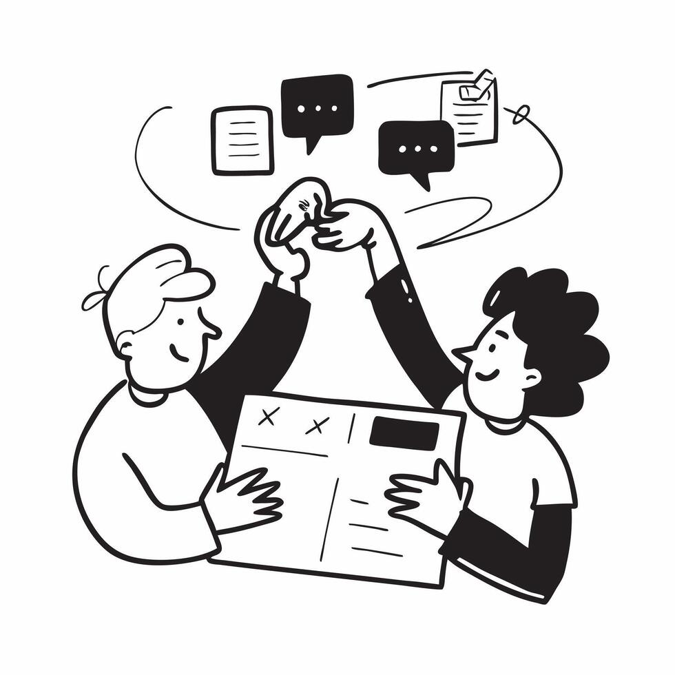 Team members sharing ideas in a collaborative meeting concept as A illustration of team members sharing ideas in a collaborative meeting featuring a 3 color palette to highl Dynamics vector