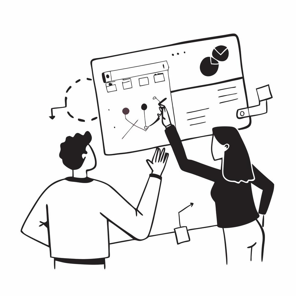 Team project discussion concept as A team project discussion blended with blueprint imagery symbolizing planning and innovation in the workplace Ideal for corporate and motivation Dynamics vector