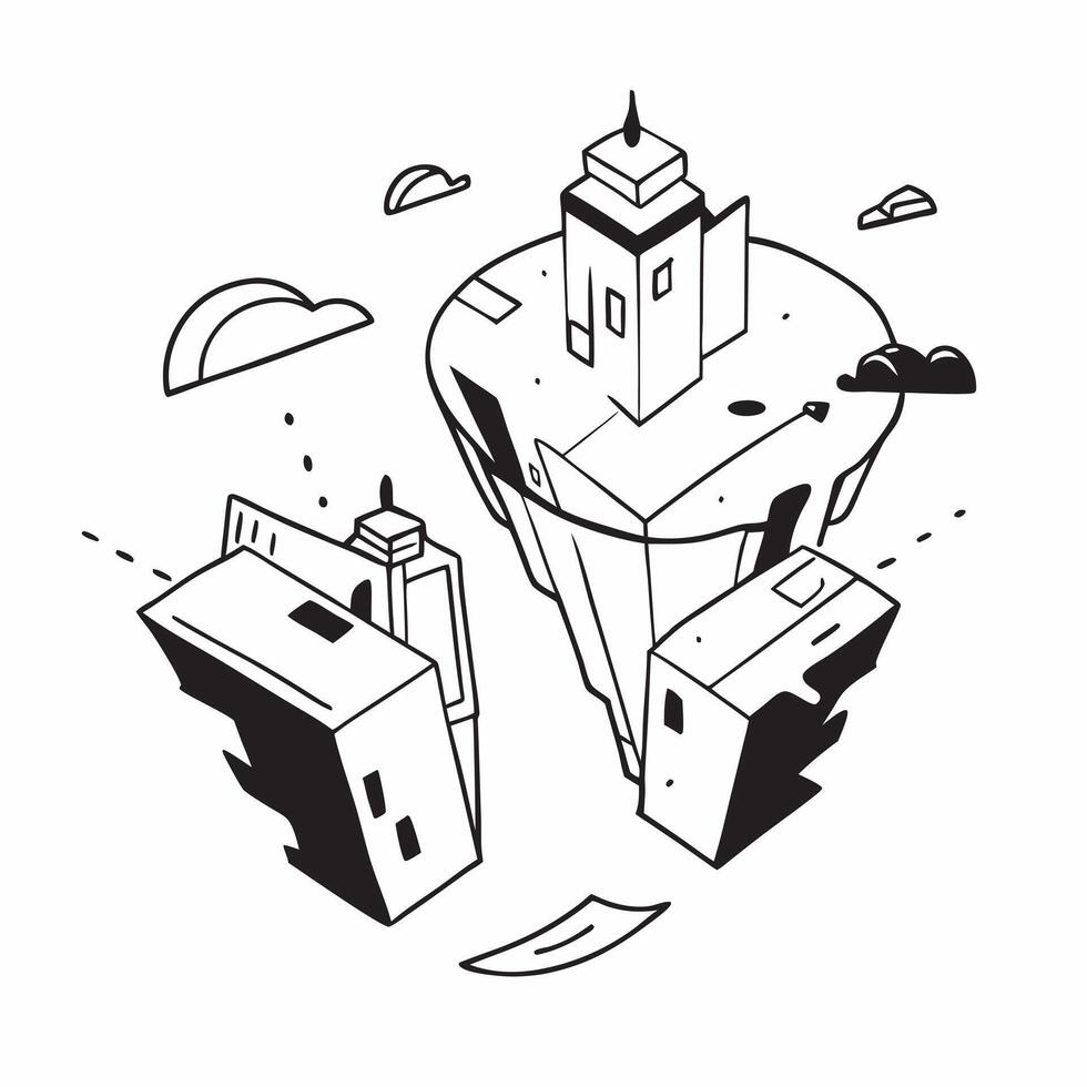 Top view of a cityscape with overlay of tech symbols symbolizing digital transformation in double exposure with copy space concept as A top view of a cityscape blended with tech s Dynamics Set 6 vector