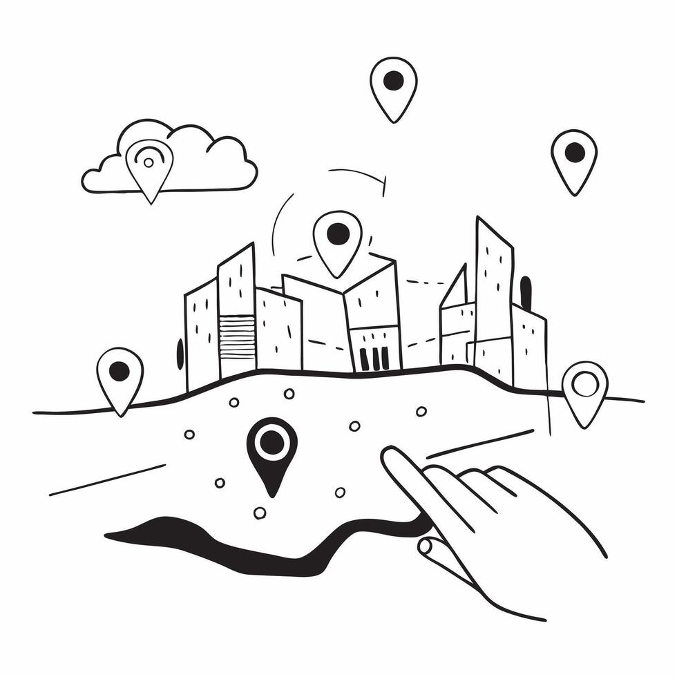 Top view of a city with overlay of urban sensors symbolizing smart monitoring in double exposure with copy space concept as A top view of a city blended with urban sensors represe Dynamics Set 2 vector