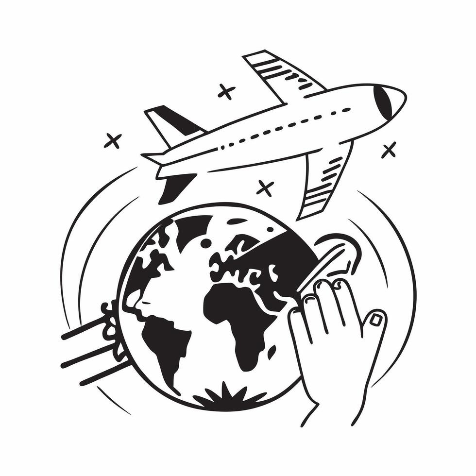 Travelers silhouette with a departing airplane concept as A travelers silhouette blended with a departing airplane symbolizing farewells and new beginnings Ideal for travel and ad Dynamics vector