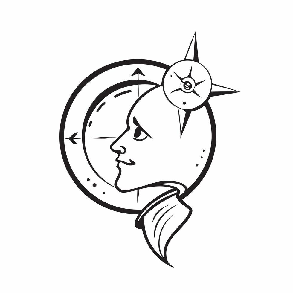 Travelers profile with a compass concept as A travelers profile blended with a compass symbolizing hope and the direction to new adventures Ideal for travel and adventure ads in Dynamics vector