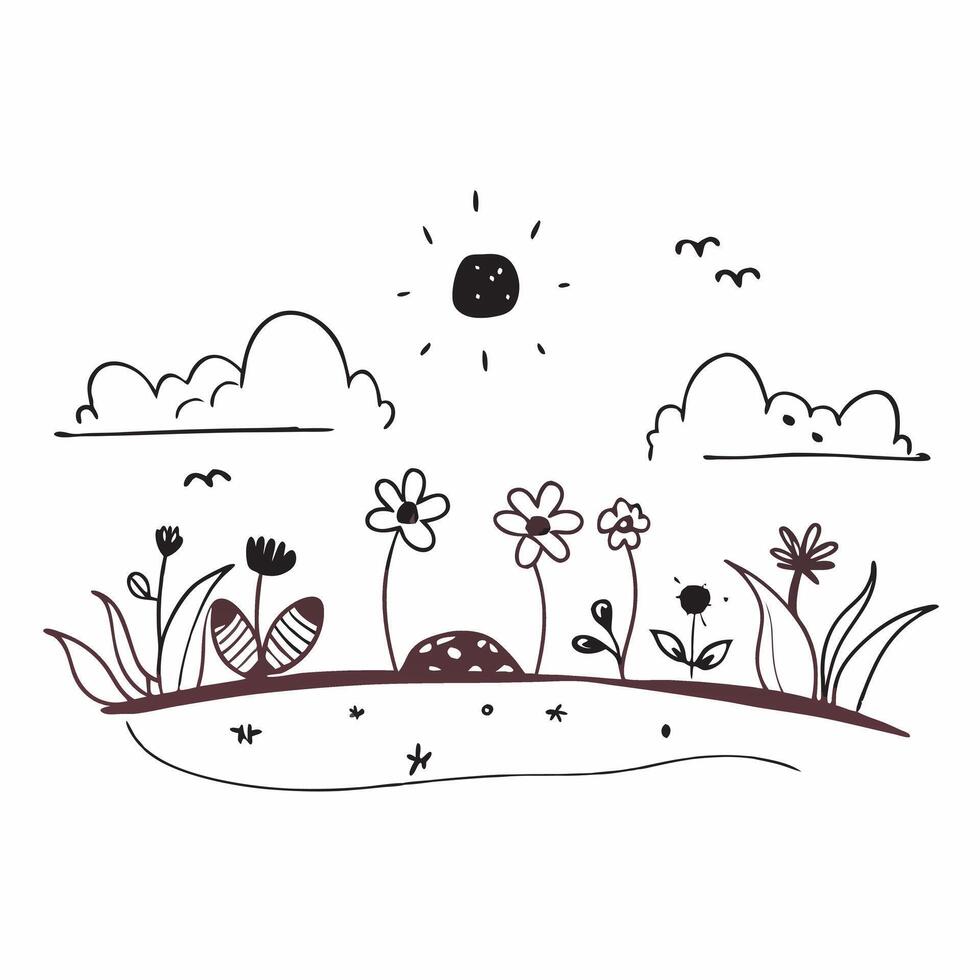 Tranquil summer garden with colorful flowers concept as A serene garden in full bloom with a variety of colorful flowers under a bright summer sky ideal for business presentations Dynamics vector