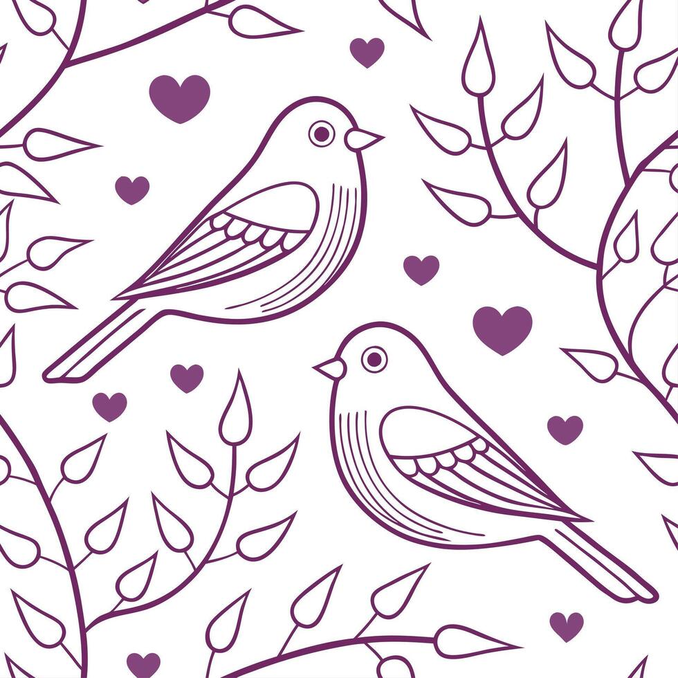 Valentine hearts and love birds seamless tile pattern with romantic symbols and soft pastel hues for elegant decor concept as Romantic love birds and soft pastel hearts arranged se Dynamics vector