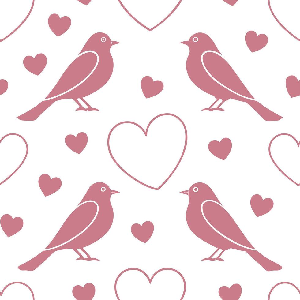 Valentine hearts and lovebirds seamless tile pattern with romantic elements and soft pink tones for charming decor concept as Romantic lovebirds and soft pink hearts arranged seaml Dynamics Set 2 vector