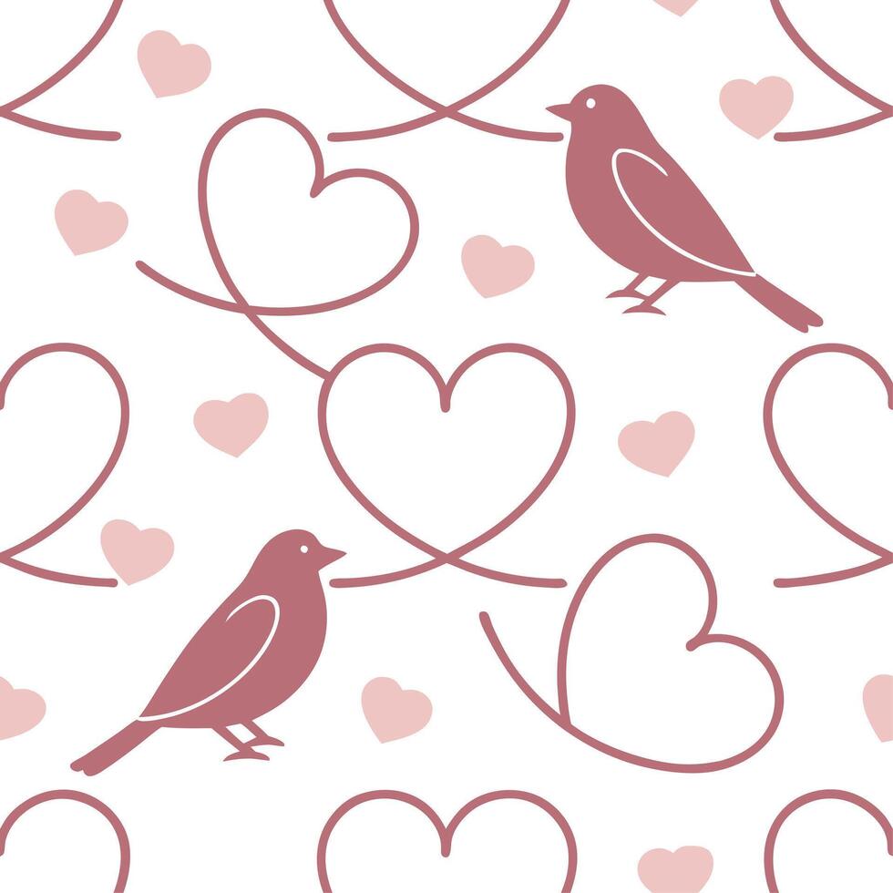 Valentine hearts and lovebirds seamless tile pattern with romantic elements and soft pink tones for charming decor concept as Romantic lovebirds and soft pink hearts arranged seaml Dynamics Set 4 vector