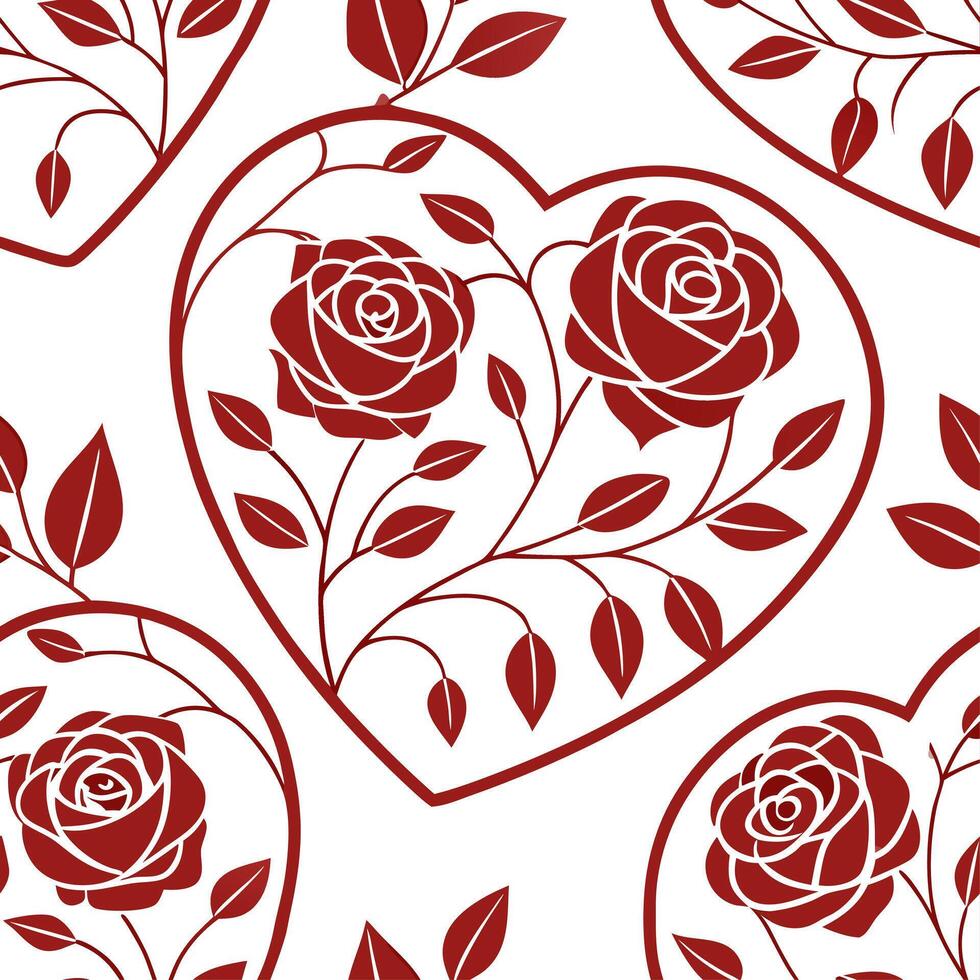 Valentine hearts and roses seamless tile pattern with romantic blooms and soft pink hues for elegant decor concept as Romantic rose blooms and soft pink hearts arranged seamlessly Dynamics vector