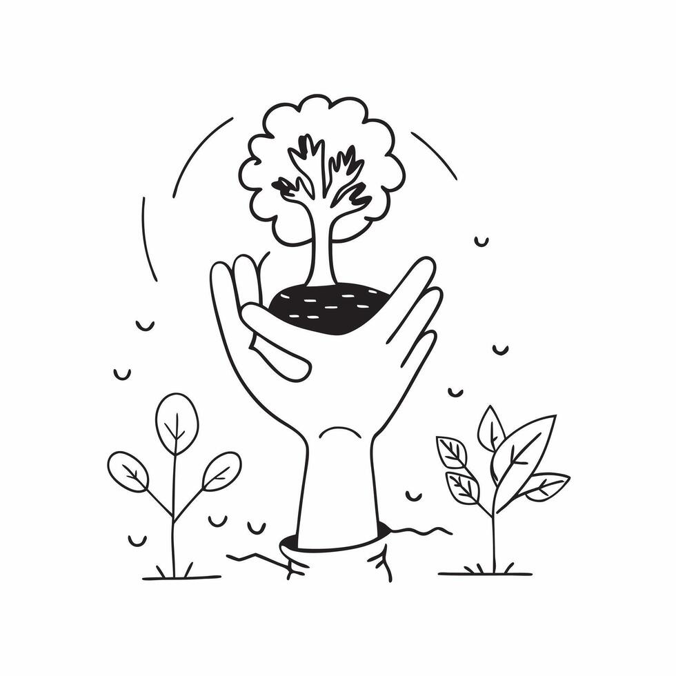 Volunteer with tree planting concept as A volunteers profile blended with tree planting imagery symbolizing hope and reforestation efforts to fight climate change Ideal for commun Dynamics vector